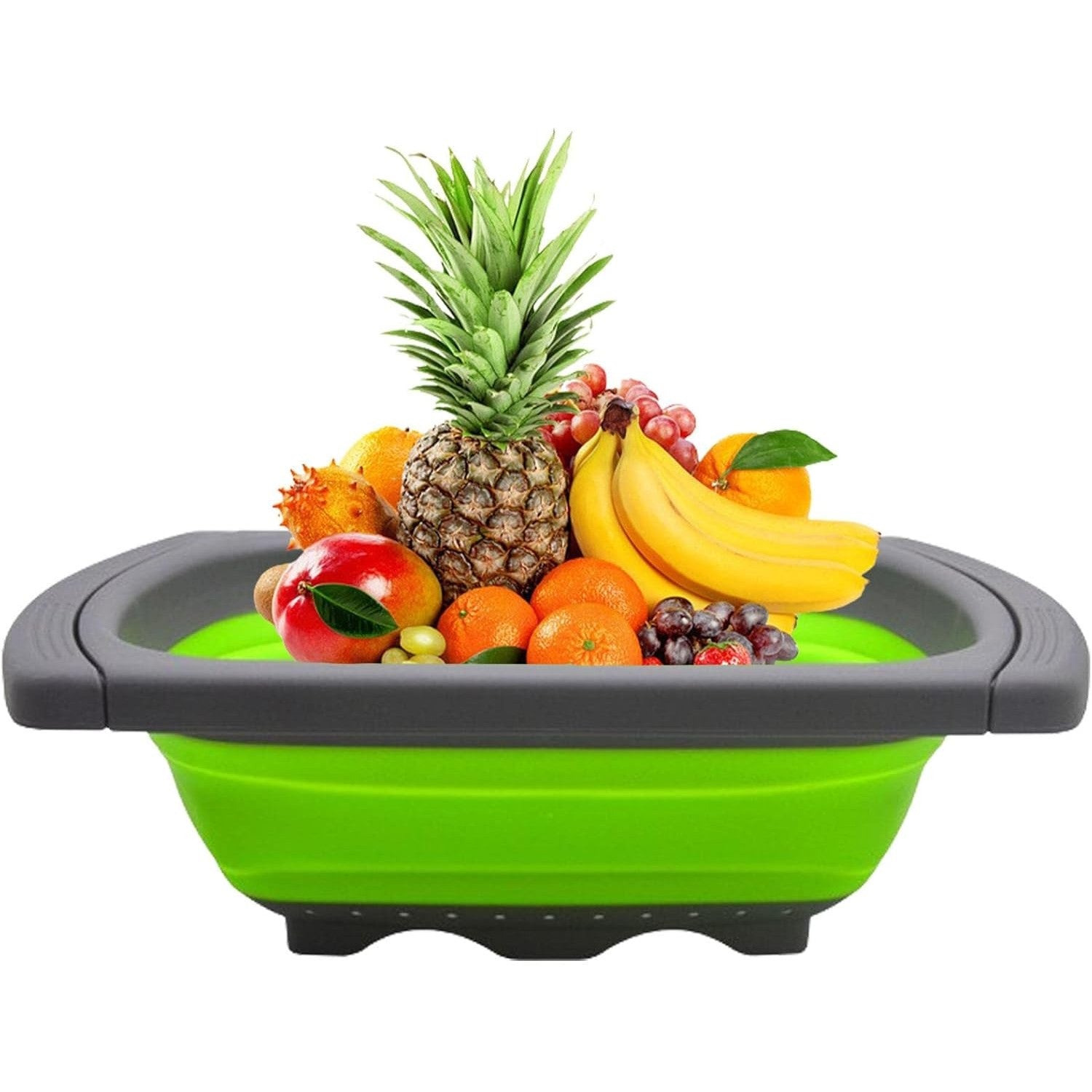 Cos de Scurgere Retractabil pentru Chiuveta, Flippy, cu Filtru, pentru Fructe si Legume, de Uz Casnic, 39x12 cm, Design Extensibil pana la 61 cm, cu Manere de Prindere, Verde-2
