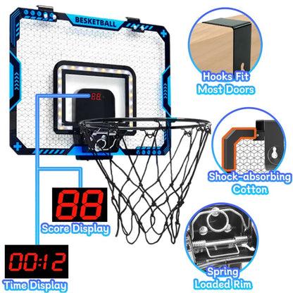 Cos de Baschet pentru Copii, Flippy, cu Tablou de Bord Electronic, Minge, Pompa, 2 Moduri, Interior/Exterior, Inel Metalic si Rabatabil cu Arc, Luminos, 41x31x5 cm, Multicolor-6