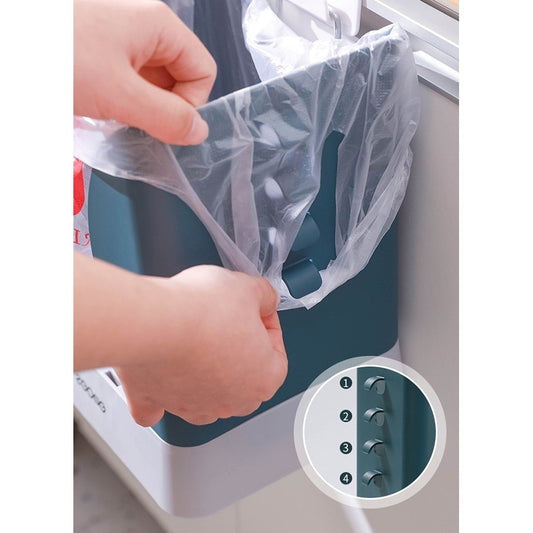Cos de Gunoi Extensibil, Flippy, din Plastic, Reglabil, Pliabil, Versatil, pentru Bucatarie, Baie sau Birou, Cos Universal, 21x25x17 cm, Albastru Gri-1