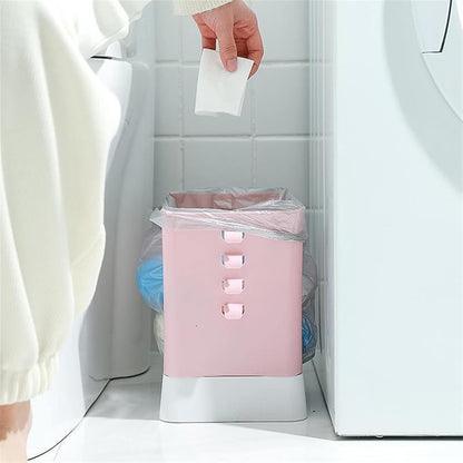 Cos de Gunoi Extensibil, Flippy, din Plastic, Reglabil, Pliabil, Versatil, pentru Bucatarie, Baie sau Birou, Cos Universal, 21x25x17 cm, Roz Alb-6