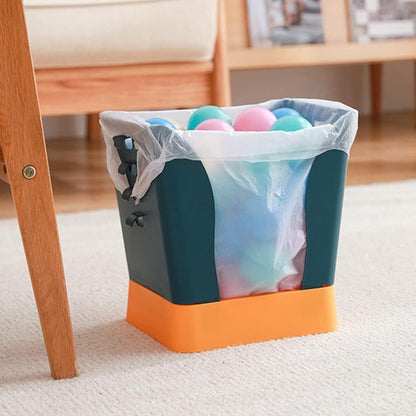 Cos de Gunoi Extensibil, Flippy, din Plastic, Reglabil, Pliabil, Versatil, pentru Bucatarie, Baie sau Birou, Cos Universal, 21x25x17 cm, Albastru Galben-1