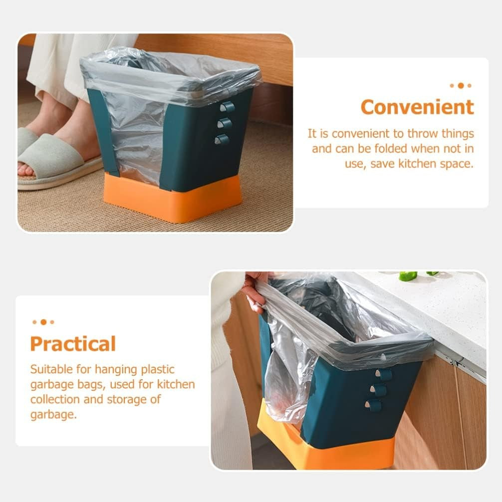 Cos de Gunoi Extensibil, Flippy, din Plastic, Reglabil, Pliabil, Versatil, pentru Bucatarie, Baie sau Birou, Cos Universal, 21x25x17 cm, Albastru Galben-2