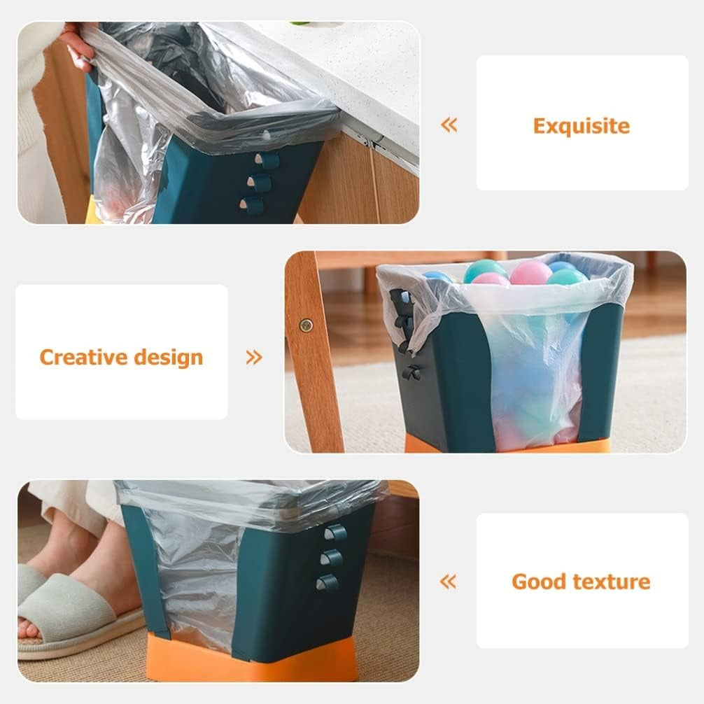 Cos de Gunoi Extensibil, Flippy, din Plastic, Reglabil, Pliabil, Versatil, pentru Bucatarie, Baie sau Birou, Cos Universal, 21x25x17 cm, Albastru Galben-3