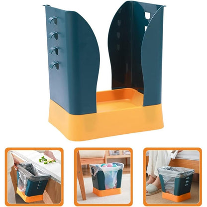 Cos de Gunoi Extensibil, Flippy, din Plastic, Reglabil, Pliabil, Versatil, pentru Bucatarie, Baie sau Birou, Cos Universal, 21x25x17 cm, Albastru Galben-4