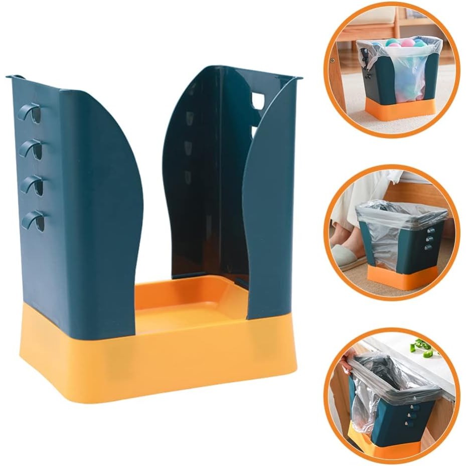 Cos de Gunoi Extensibil, Flippy, din Plastic, Reglabil, Pliabil, Versatil, pentru Bucatarie, Baie sau Birou, Cos Universal, 21x25x17 cm, Albastru Galben-6