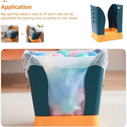 Cos de Gunoi Extensibil, Flippy, din Plastic, Reglabil, Pliabil, Versatil, pentru Bucatarie, Baie sau Birou, Cos Universal, 21x25x17 cm, Albastru Galben-7