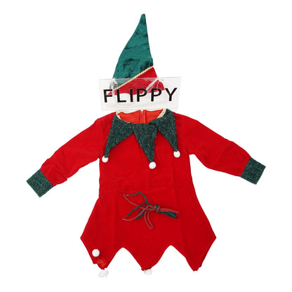 Costum Craciun, Flippy, Fete, Spiridus, rosu, 10 - 13 ani, catifea-0