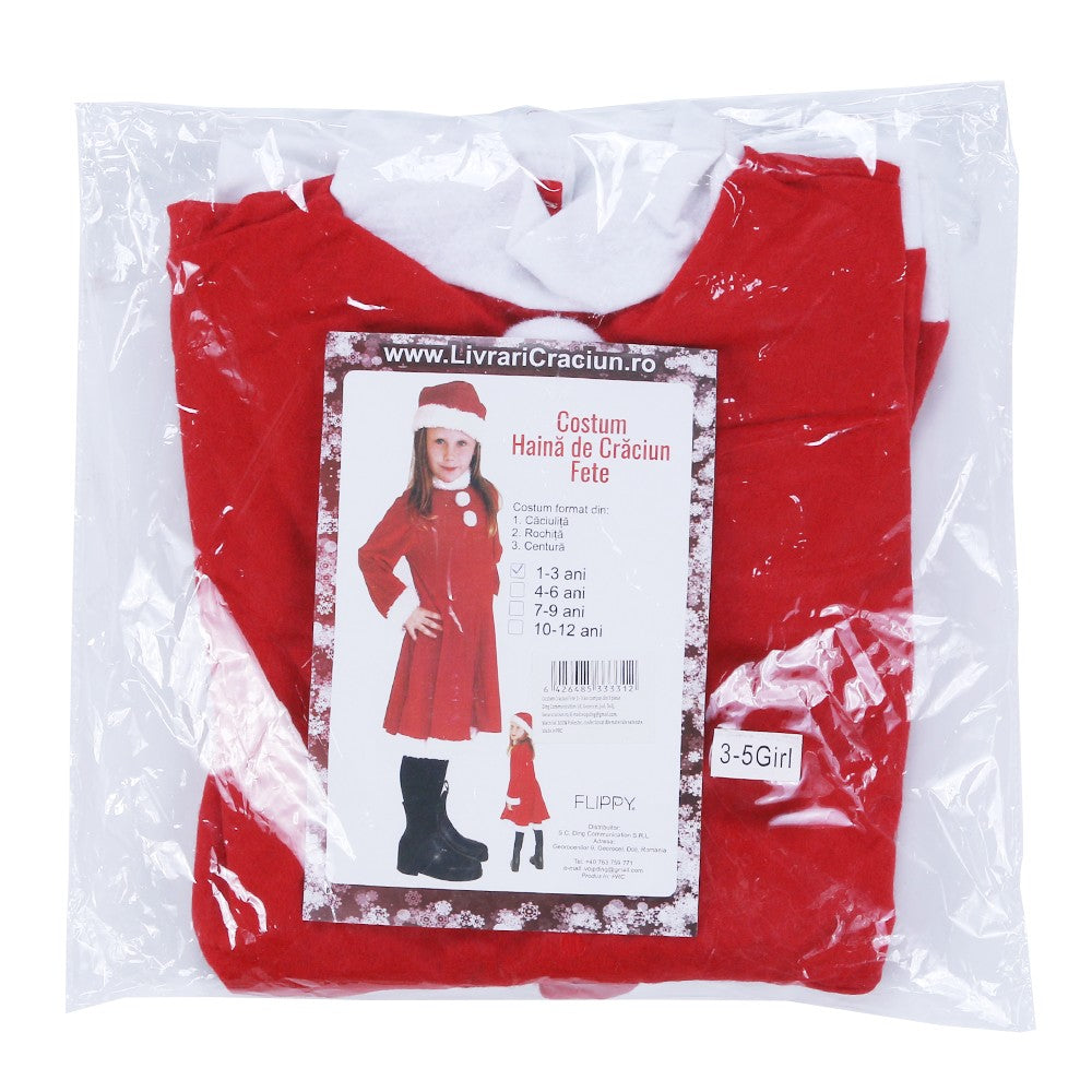 Costum Craciunita Flippy® Fata, 1-3 ani, 3 piese, Polar-2