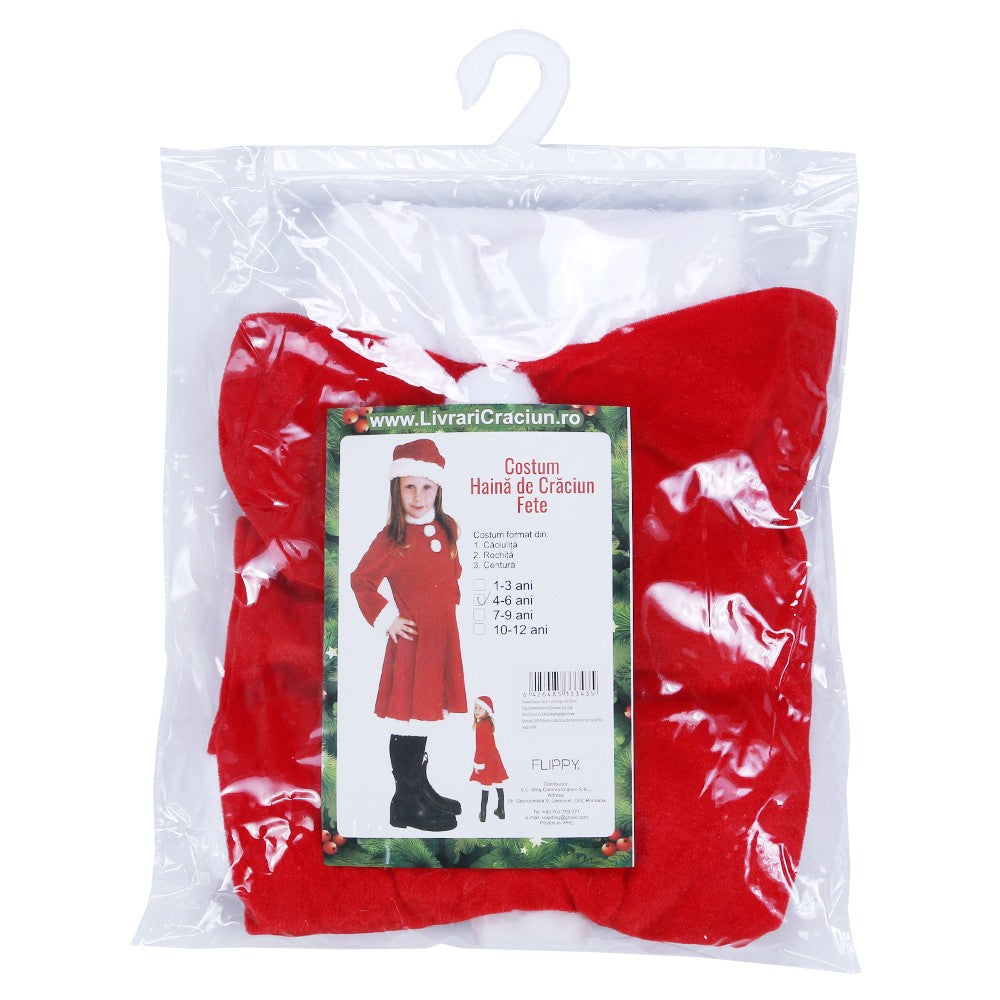 Costum Craciunita Flippy® Fata, 4-6 ani, 3 piese, Catifea-2