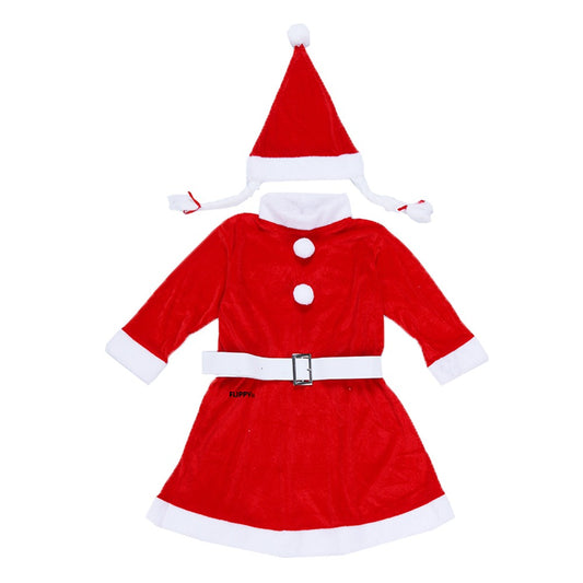 Costum Craciunita Flippy® Fata, 7-9 ani, 3 piese, Catifea-1