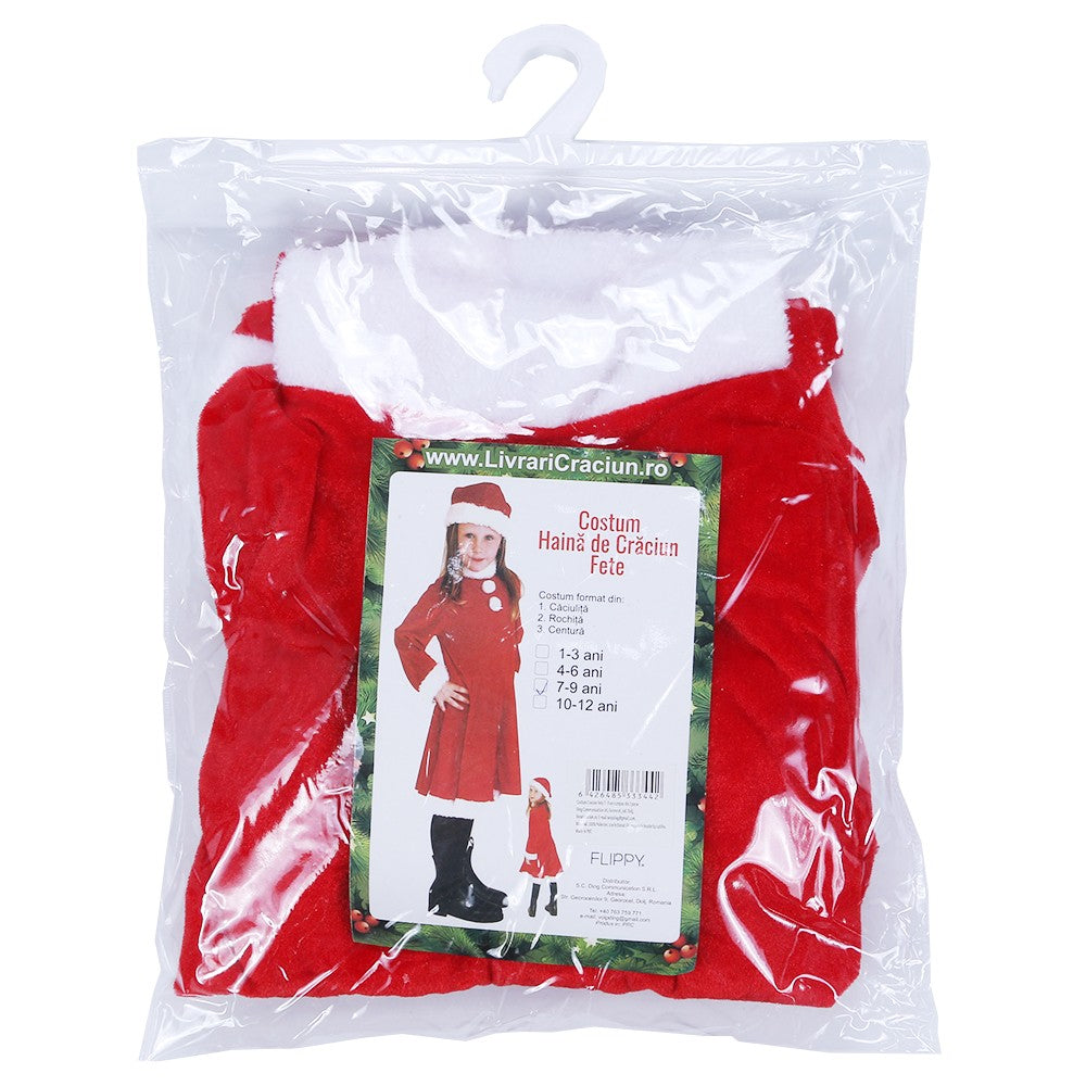 Costum Craciunita Flippy® Fata, 7-9 ani, 3 piese, Catifea-2