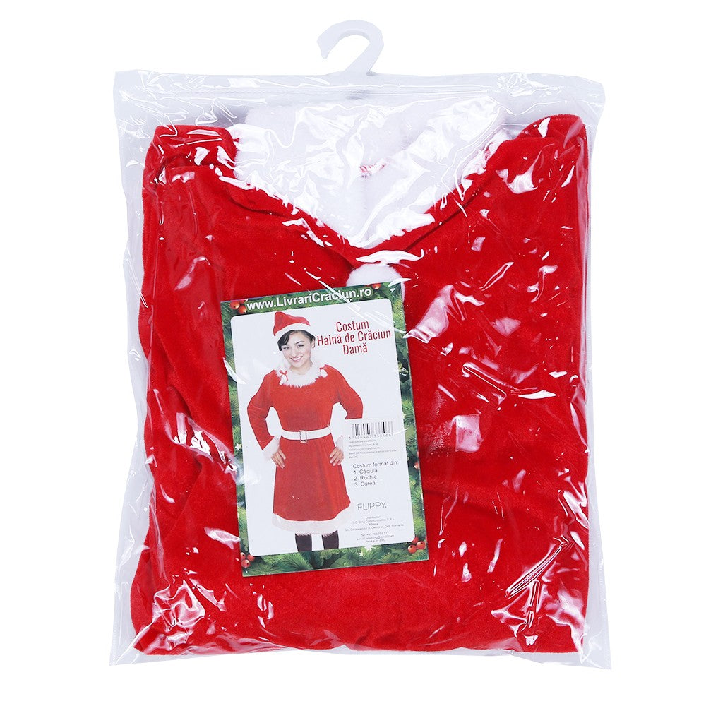 Costum Craciunita Flippy® Femeie, Adult, 3 piese, Catifea-2