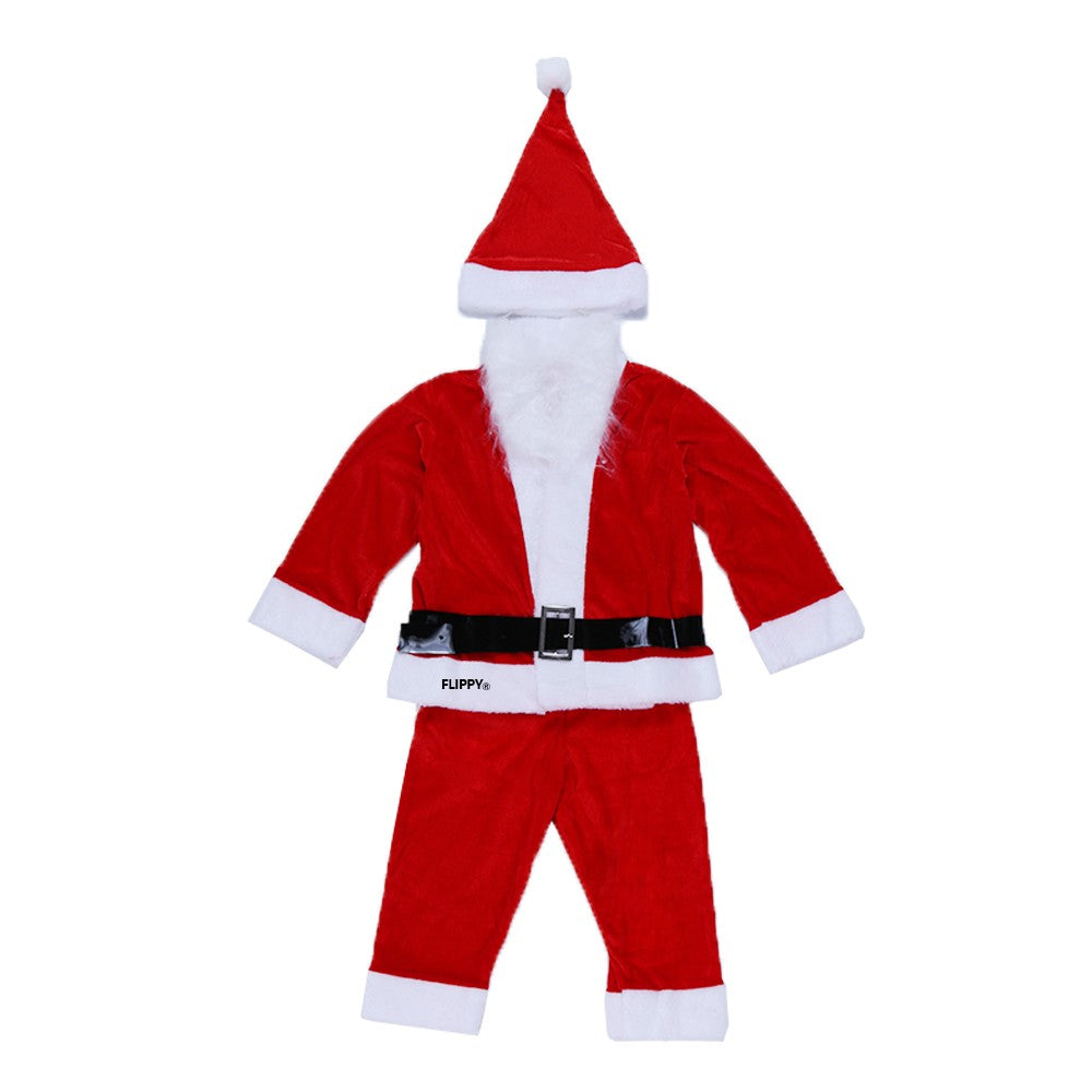 Costum Mos Craciun Flippy® Baiat, 1-3 ani, 5 piese, aproximativ 63 cm, Catifea-1