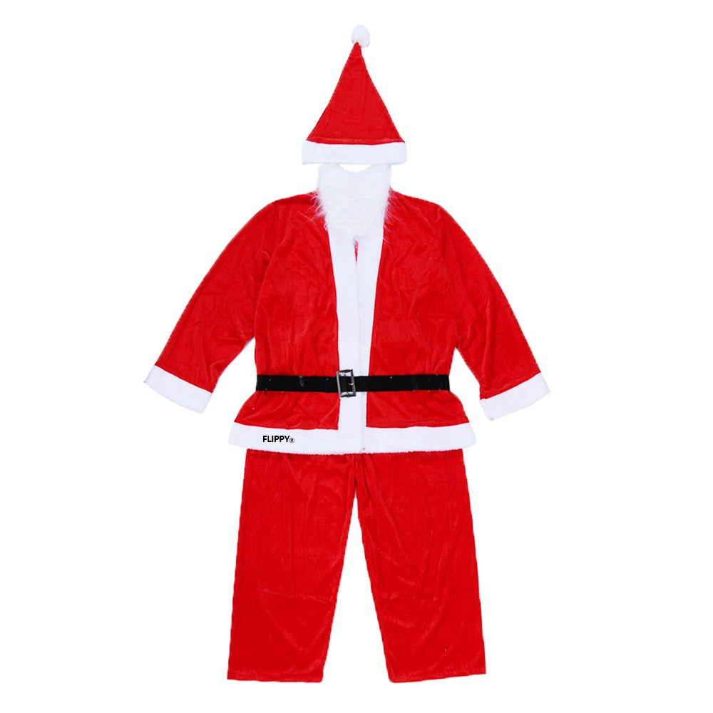 Costum Mos Craciun Flippy® Baiat, 10-12 ani, 5 piese, Catifea-0