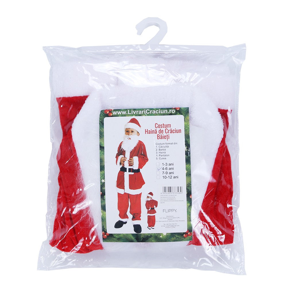 Costum Mos Craciun Flippy® Baiat, 4-6 ani, 5 piese, Catifea-2