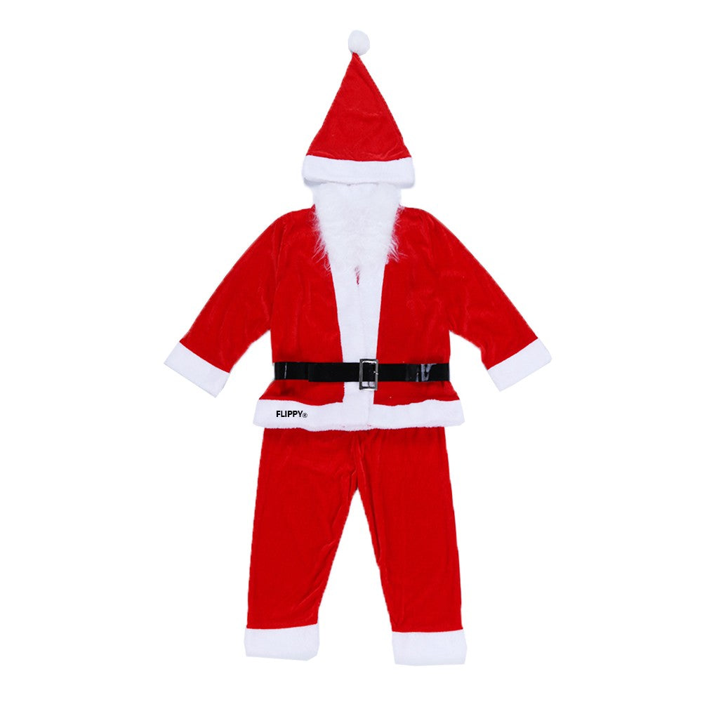 Costum Mos Craciun Flippy® Baiat, 4-6 ani, 5 piese, Catifea-0