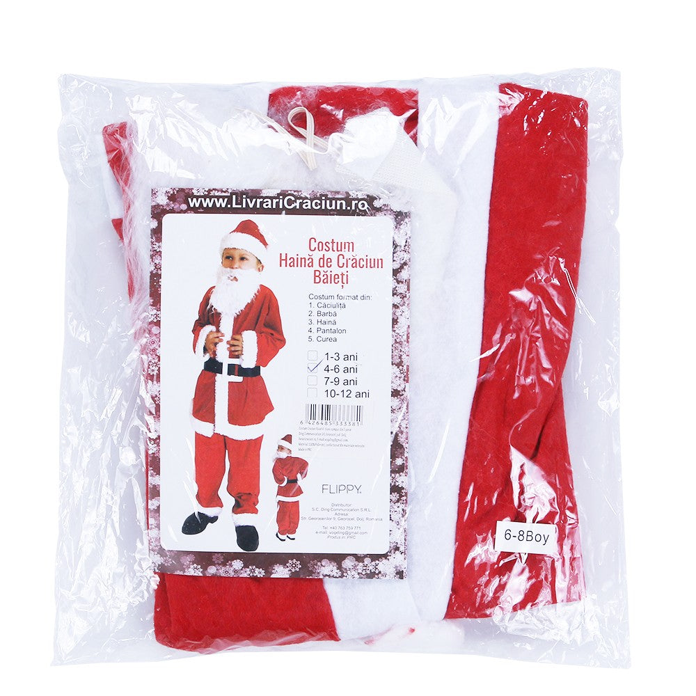 Costum Mos Craciun Flippy® Baiat, 4-6 ani, 5 piese, Polar-2