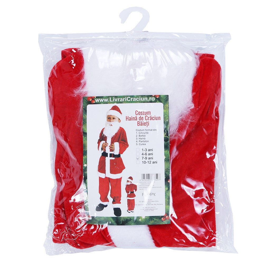 Costum Mos Craciun Flippy® Baiat, 7-9 ani, 5 piese, Catifea-2