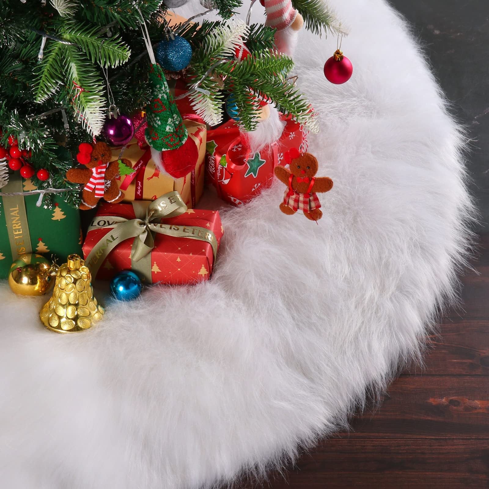 Covor pentru bradul de Craciun White Haipai, diametru 150 cm, blana cu o grosime 2.5-3 cm, alb-7
