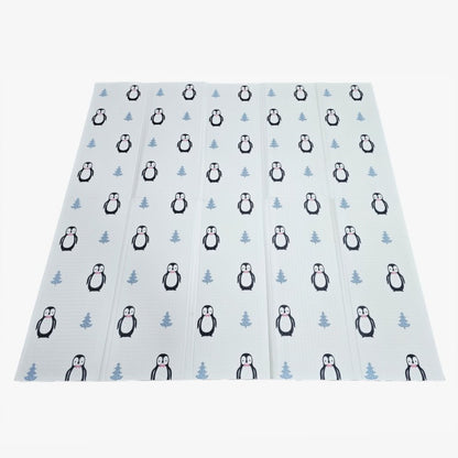 Covoraș de Joaca pentru Copii Termic cu 2 Fete, Flippy, Model Girafe si Pinguini, cu Spuma, Impermeabil, Antiderapant, 200cm x 180cm x 1cm-3