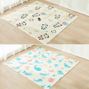 Covoraș de Joaca pentru Copii Termic cu 2 Fete, Flippy, Model Ursuleți si Delfini, cu Spuma, Impermeabil, Antiderapant, 200cm x 180cm x 1cm-0