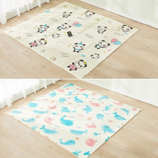 Covoraș de Joaca pentru Copii Termic cu 2 Fete, Flippy, Model Ursuleți si Delfini, cu Spuma, Impermeabil, Antiderapant, 200cm x 180cm x 1cm-0