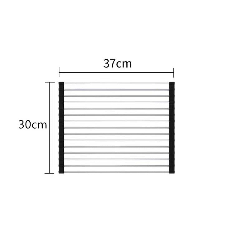 Covoras de Scurgere pentru Chiuveta Bucatarie, din Otel Inoxidabil, Suport Chiuveta, Pliabil, Antiderapant, Usor de Curatat si de Depozitat, 37x30 cm, 15 Tuburi, Negru-1