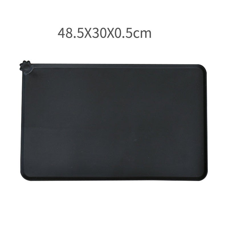 Covoras din silicon pentru animale Flippy, pentru bol de apa si mancare, antiderapant, margini ridicate pentru a mentine apa, 48.5x30 cm, Negru-4