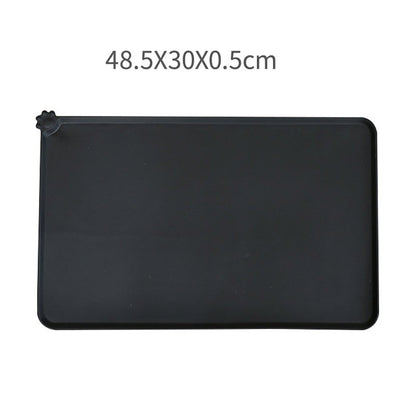 Covoras din silicon pentru animale Flippy, pentru bol de apa si mancare, antiderapant, margini ridicate pentru a mentine apa, 48.5x30 cm, Negru-4