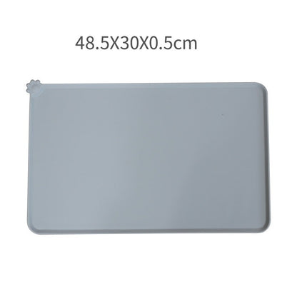 Covoras din silicon pentru animale Flippy, pentru bol de apa si mancare, antiderapant, margini ridicate pentru a mentine apa, 48.5x30 cm, Gri-3