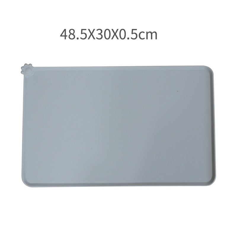 Covoras din silicon pentru animale Flippy, pentru bol de apa si mancare, antiderapant, margini ridicate pentru a mentine apa, 48.5x30 cm, Gri-3