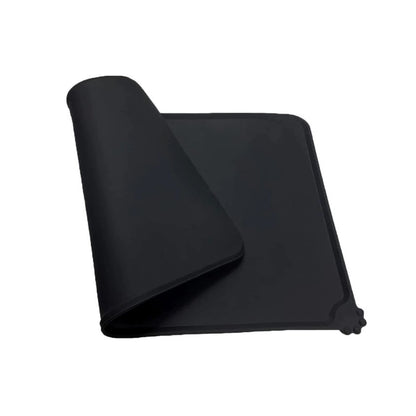 Covoras din silicon pentru animale Flippy, pentru bol de apa si mancare, antiderapant, margini ridicate pentru a mentine apa, 48.5x30 cm, Negru-0