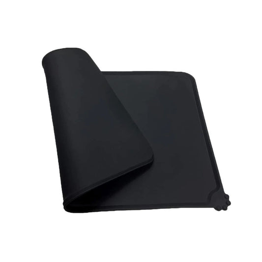 Covoras din silicon pentru animale Flippy, pentru bol de apa si mancare, antiderapant, margini ridicate pentru a mentine apa, 48.5x30 cm, Negru-0