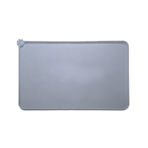 Covoras din silicon pentru animale Flippy, pentru bol de apa si mancare, antiderapant, margini ridicate pentru a mentine apa, 48.5x30 cm, Gri-0