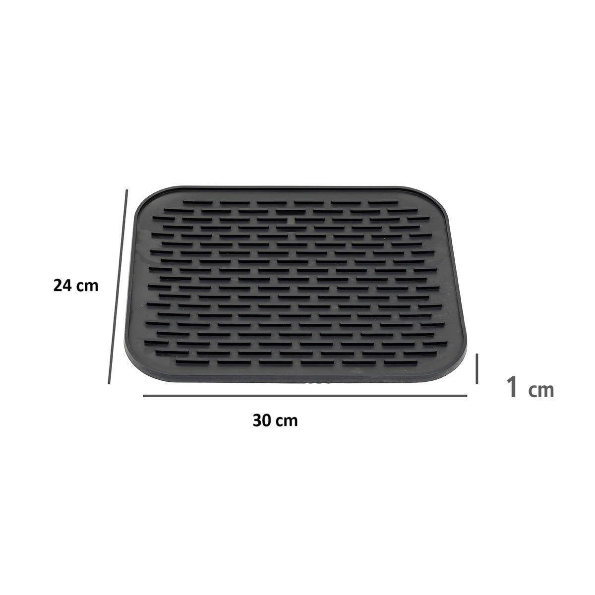 Covoras din Silicon pentru Scurgere Vase, Flippy, Uz Casnic, Rezistent la Temperaturi Ridicate, Izolator, 30x24 cm, Negru-1