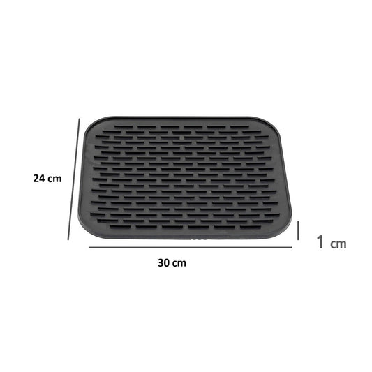 Covoras din Silicon pentru Scurgere Vase, Flippy, Uz Casnic, Rezistent la Temperaturi Ridicate, Izolator, 30x24 cm, Negru-1