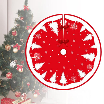 Covoras pentru Bradul de Craciun, Flippy, din Tesatura Pufoasa, cu Fundite de Prindere, Model Brazi, Rosu/Alb, Diametru 90 cm-6