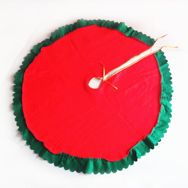 Covoras pentru Bradul de Craciun, Flippy, din Tesatura Pufoasa, cu Fundite de Prindere, Model Mos Craciun, Rosu/ Verde, Diametru 90 cm-3