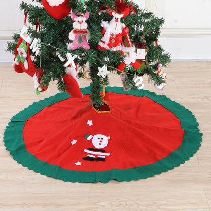 Covoras pentru Bradul de Craciun, Flippy, din Tesatura Pufoasa, cu Fundite de Prindere, Model Mos Craciun, Rosu/ Verde, Diametru 90 cm-6