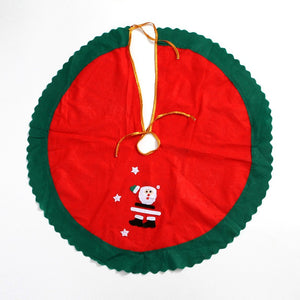 Covoras pentru Bradul de Craciun, Flippy, din Tesatura Pufoasa, cu Fundite de Prindere, Model Mos Craciun, Rosu/ Verde, Diametru 90 cm-0