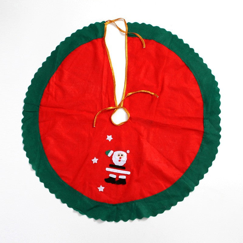 Covoras pentru Bradul de Craciun, Flippy, din Tesatura Pufoasa, cu Fundite de Prindere, Model Mos Craciun, Rosu/ Verde, Diametru 90 cm-0