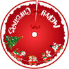 Covoras pentru Bradul de Craciun, Flippy, din Tesatura Pufoasa, cu Fundite de Prindere, Model Sania lui Mos Craciun, Rosu, Diametru 90 cm-0