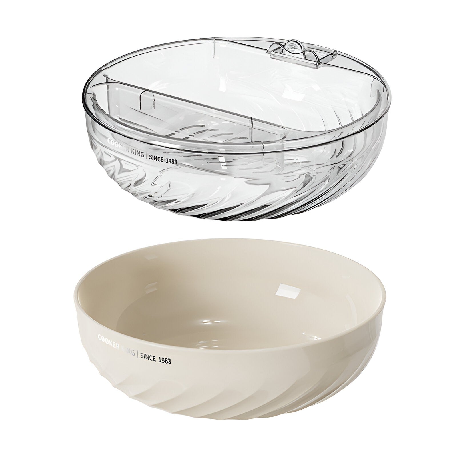 Bol cu Doua Straturi, Flippy, pentru Fructe, Legume, Snacks, cu Strat de Scurgere a Apei, Suport pentru Telefonul Mobil, 22.4x9 cm, Crem-1