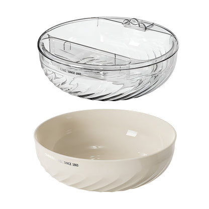 Bol cu Doua Straturi, Flippy, pentru Fructe, Legume, Snacks, cu Strat de Scurgere a Apei, Suport pentru Telefonul Mobil, 22.4x9 cm, Crem-1