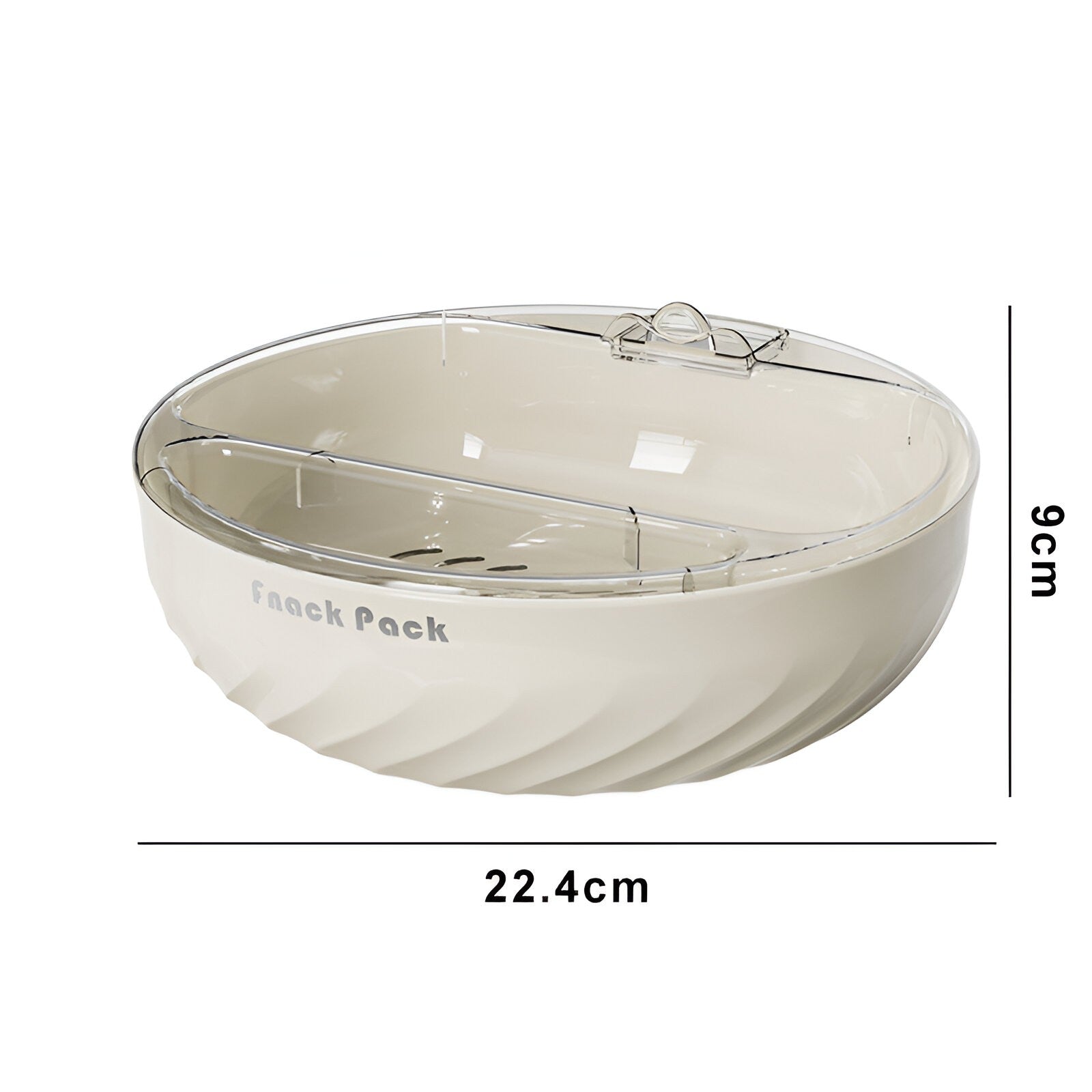 Bol cu Doua Straturi, Flippy, pentru Fructe, Legume, Snacks, cu Strat de Scurgere a Apei, Suport pentru Telefonul Mobil, 22.4x9 cm, Crem-3