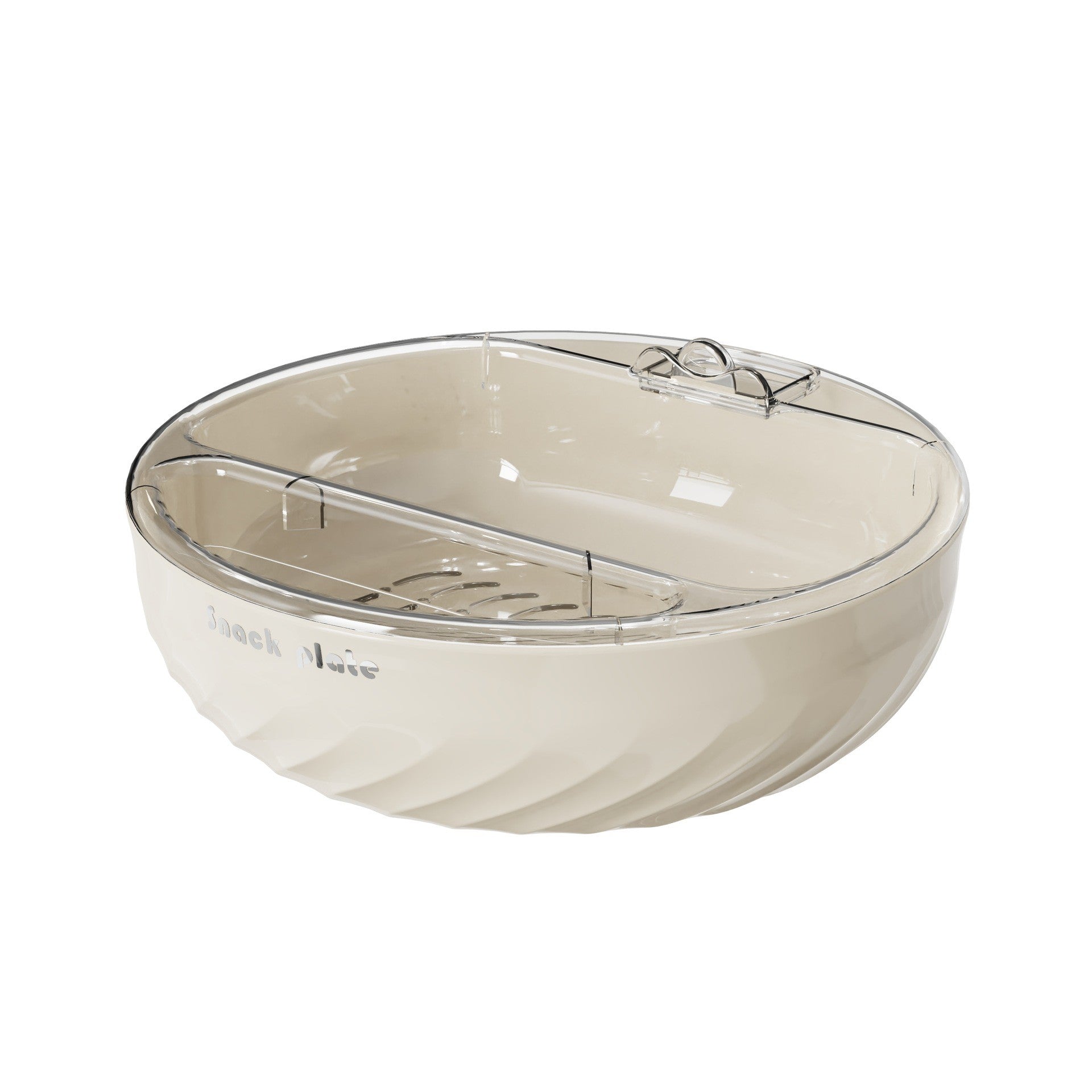 Bol cu Doua Straturi, Flippy, pentru Fructe, Legume, Snacks, cu Strat de Scurgere a Apei, Suport pentru Telefonul Mobil, 22.4x9 cm, Crem-0