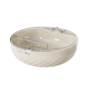 Bol cu Doua Straturi, Flippy, pentru Fructe, Legume, Snacks, cu Strat de Scurgere a Apei, Suport pentru Telefonul Mobil, 22.4x9 cm, Crem-0