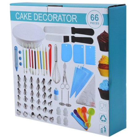 Set 66 Piese Ustensile pentru Ornare Prajituri, Flippy, din Plastic si Otel Inoxidabil, Multicolor-6