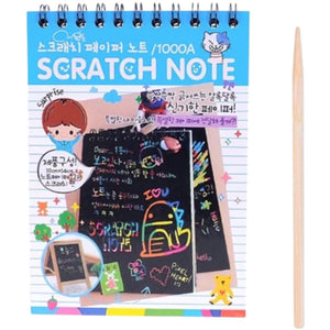 Caiet cu fise razuibile Flippy, DIY Magic Scratch, 12 File, Curcubeu, Creion din Lemn, Cartonase negre, 14.5 x 10 cm, albastru-0