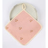 Prosop Absorbant din Bumbac pentru Bebelusi, Flippy, 25x25 cm, Model Cirese, cu Agatatoare, Roz-0